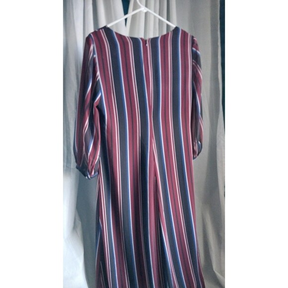Madewell Maxi Dress Womens 8 Wraparound Black Red Blue Stripe V Neck 3/4 Sleeve - Picture 6 of 10